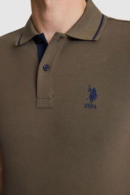 Erkek Koyu Haki Slim Fit Polo Yaka Basic Ti__rt - U.s. polo assn фото 6