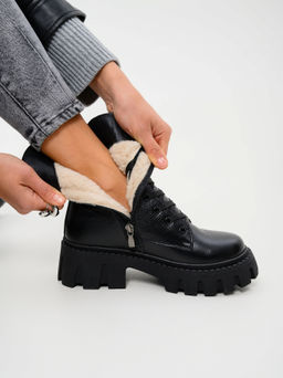 Ботинки 346.чанкиbl. Черный макс/Байка