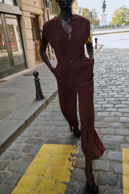 WIDE-LEG JUMPSUIT WITH BELT - Zara фото 7