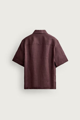 CAMISA RELAXED FIT 100% LINO / Burdeos