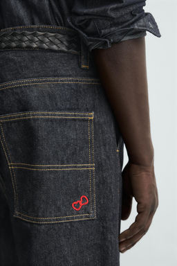 EMBROIDERED HEART DENIM CHINO TROUSERS - Zara фото 7