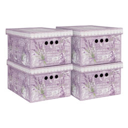 VAL LV-BCTN-4S Короб картонный, складной, малый, 25*33*18.5 см, набор 4 шт., LAVANDE, шт