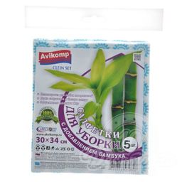 Clein Set Салфетки д/уборки с добавлением бамбука 30х34см (5шт)