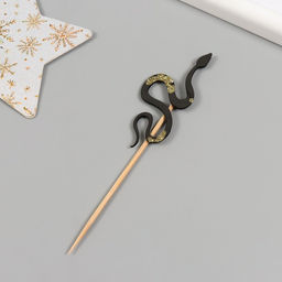 Топпер для творчества «Чёрная блестящая змея», набор 6 шт., 12.5 см