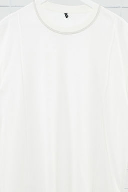 Ekru Oversize/Genis Kesim More Sustainable Kontrast Yakal? %100 Organik Pamuk T-shirt TMNSS24TS00175 - Trendyolmilla фото 4