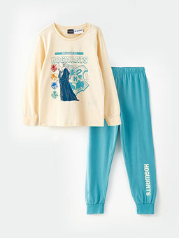 Bisiklet Yaka Harry Potter Bask?l? Uzun Kollu Erkek ?ocuk Pijama Tak?m?