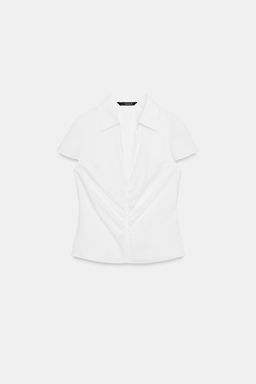 CAMISA ENTALLADA FRUNCES / Blanco - Zara фото 5