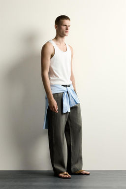 CAMISETA TANK RIB VIVO COMBINADO / Blanco - Zara фото 4