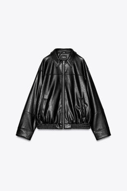 LEATHER EFFECT BOMBER JACKET - Zara фото 13