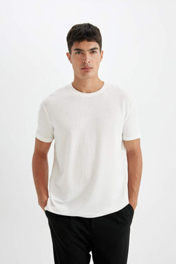 Regular Fit Bisiklet Yaka K?sa Kollu Krink?l Tisort - Defacto фото 2