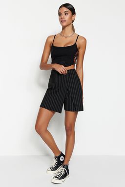 TRENDYOLMILLA Lacivert Cizgili Mini Yuksek Bel Orme Sort Etek TWOSS23SR00076  фото 3