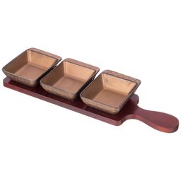 НАБОР ИЗ 3 СОУСНИКОВ BRONCO BRONZE 10,5*8*2,5 СМ НА ДЕР.ПОДСТАВКЕ С РУЧКОЙ 34*9*1 СМ  фото 3