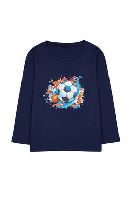 Lacivert Erkek Cocuk Hayvan Desenli Bisiklet Yaka Pamuklu Orme T-Shirt TKDAW25TS00009 - Trendyolmilla фото 9