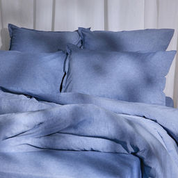 Простыня на резинке 2-спальная SL Home Деним, 180200+30 см, синяя, жатый хлопок - Sima-land home фото 5