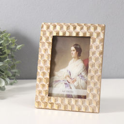Фоторамка для фото 10×15 см «Кубики», полистоун, золотистая, 1.7×15.2×19.8 см