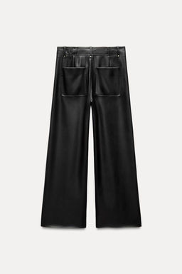ZW COLLECTION LEATHER EFFECT WIDE LEG TROUSERS - Zara фото 8