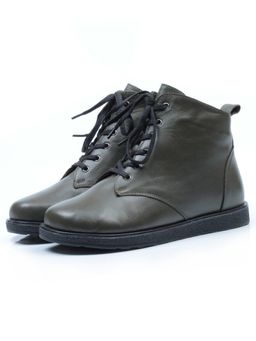 04-910-42 DARK GREEN Ботинки зимние женские (натуральная кожа, натуральный мех)