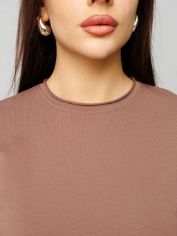 Женский лонгслив из футера 2-х нитки какао ВК-25 (02)