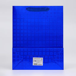 Цена за 12 шт. Пакет подарочный, фольгированный, упаковка, с окном Сердце, Синий, M 32?25.5?11 см - UPAK LAND фото 2