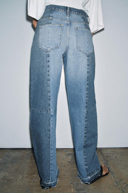 JEANS ZW COLLECTION BARREL PATCHWORK TIRO MEDIO / Azul - Zara фото 3