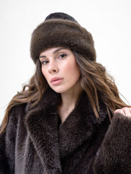 П26-34 Пилотка вельветовая с мехом "норка"