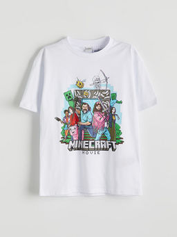 Bisiklet Yaka Minecraft Bask?l? Erkek ?ocuk Ti??rt