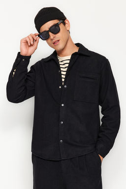 TRENDYOL MAN Siyah Relaxed Fit Kase C?t C?t Kapamal? K?sl?k Dokulu Ceket Gomlek TMNAW24GO00050 - Trendyolmilla фото 4