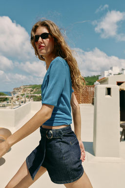 FALDA PANTAL?N Z1975 CRUZADA DENIM HEBILLA / Azul - Zara фото 4