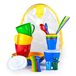 Набор посуды для пикника на 4перс. в мягком футляре (пластик.)