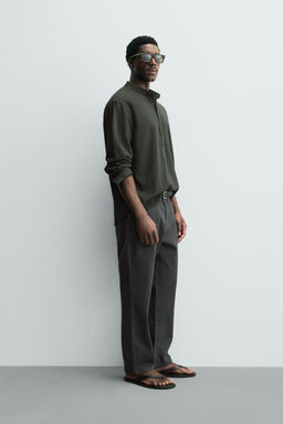 CAMISA EFECTO ARRUGADO / Khaki oscuro - Zara фото 4