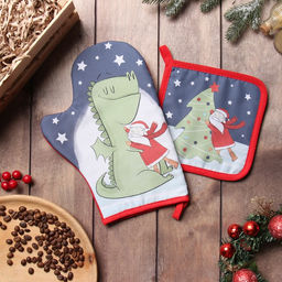Набор кух. Доляна Новогодние объятия: варежка 20х28 см, прихватка 17х17 см, 35% хл, 65% пэ