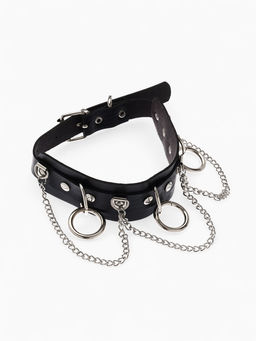 Чокер Искушение цепи и кольца, цвет чёрный в серебре, 40 см