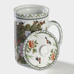 Кружка ситом Цветы, 300 мл, керамика, белая