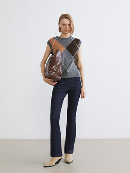 Bisiklet Yaka Baklava Desenli Kad?n Triko S?veter