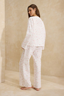 Beyaz-Cok Renkli Bask?l? Muslin Dokuma Pijama Tak?m? THMSS26PT00005 - Trendyolmilla фото 11