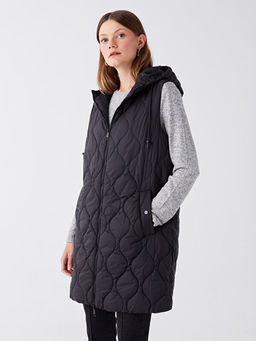 Kap??onlu Kendinden Desenli Kad?n ?i?me Yelek