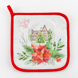 Прихватка Christmas red flowers 19х19см, саржа, 100% х/л,ватин 250г/м2