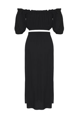 Plaj Giyim Siyah Dokuma Midi Yuksek Bel Bluz-Etek Tak?m TBESS25AU00080 - Trendyolmilla фото 6