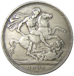 Монета 1 крона 1890 года Великобритания