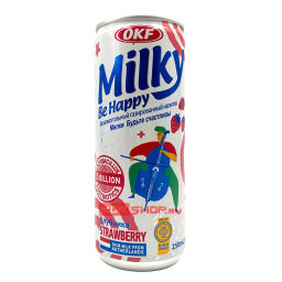Напиток газированный безалкогольный Клубника Милки Би Хэппи Milky Be Happy OKF, Корея, 250 мл