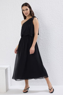 K?rm?z? Etegi Belden Ac?lan Sifon Ucus Ucus Dokuma Maxi Elbise TWOSS25EL00450 - Trendyolmilla фото 5