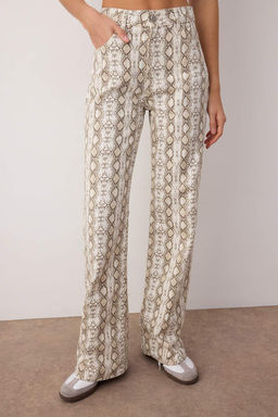 Cok Renkli Animal Y?lan Desenli Yuksek Bel Wide Leg Jeans TWOAW26JE00136 - Trendyolmilla фото 3