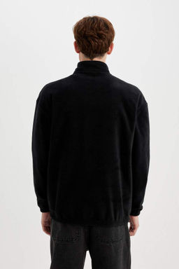 Флисовый свитшот с принтом и воротником-стойкой Comfort Fit - Defacto фото 5