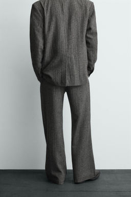 HERRINGBONE TEXTURED SUIT TROUSERS WITH WOOL - Zara фото 3