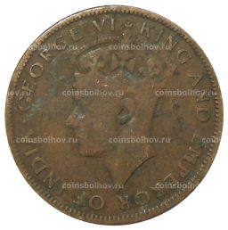 Монета 1 цент 1937 года Британский Гондурас