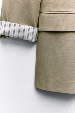 LINEN BLEND ROLL-UP SLEEVE OPEN BLAZER - Zara фото 6
