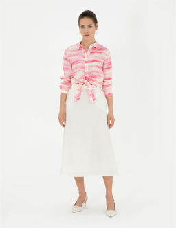 Pembe Crop Top Uzun Kollu Keten G_mlek - Pierre cardin фото 4