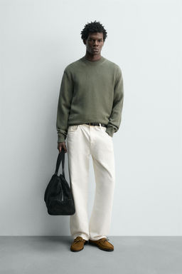 JERSEY REGULAR FIT ALGOD?N / Verde gris