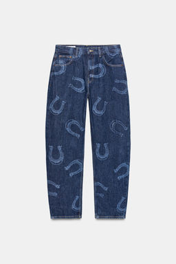 HIGH-WAIST HORSESHOE DETAIL TRF BARREL JEANS - Zara фото 7