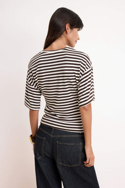 Tas Fitted/Bele Oturan Dusuk Kol Truvakar Yumusak Orme T-Shirt TWOSS26TS00060 - Trendyolmilla фото 8